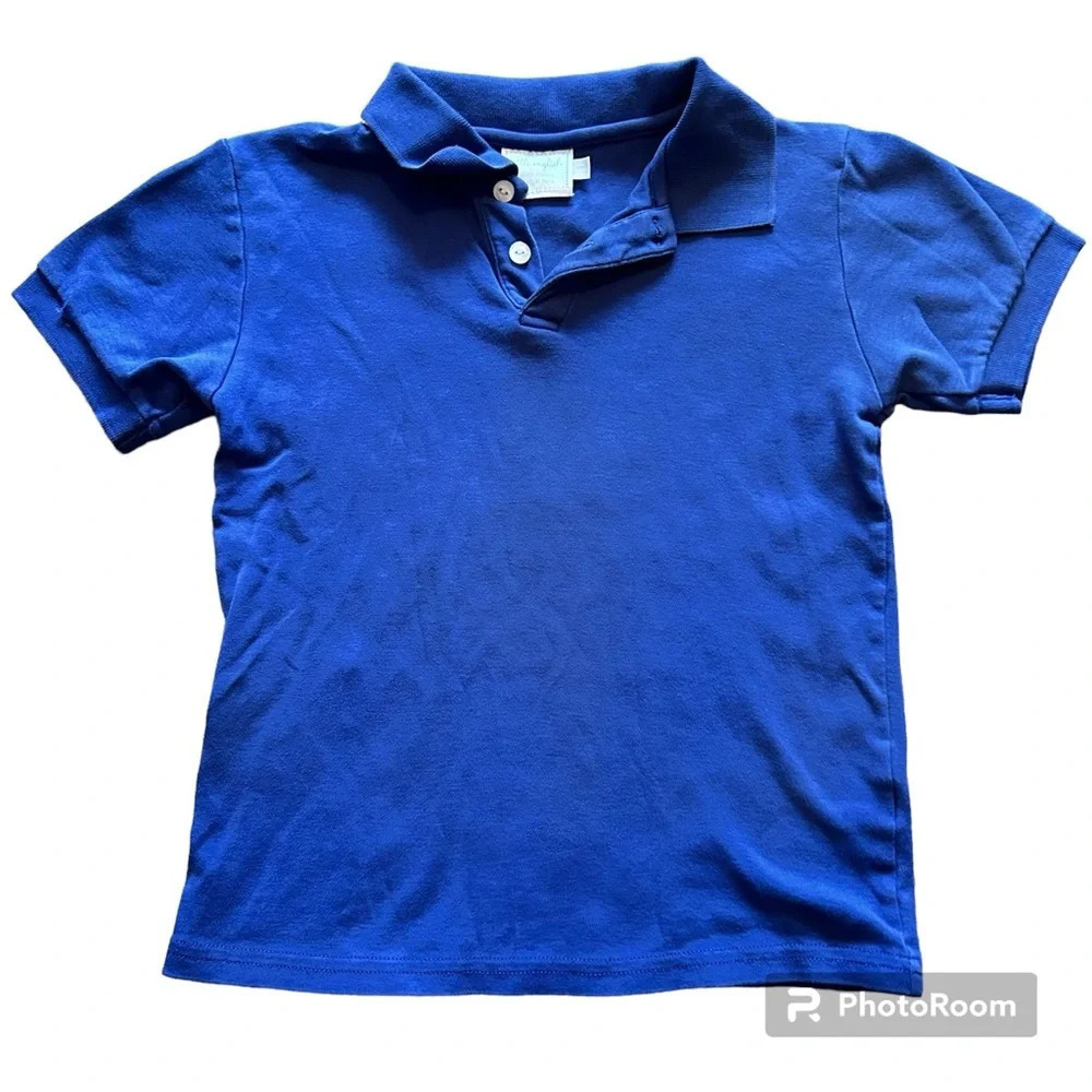 Little English Boys Size 8 Royal Blue Polo Shirt 100% Cotton Casual Comfortable